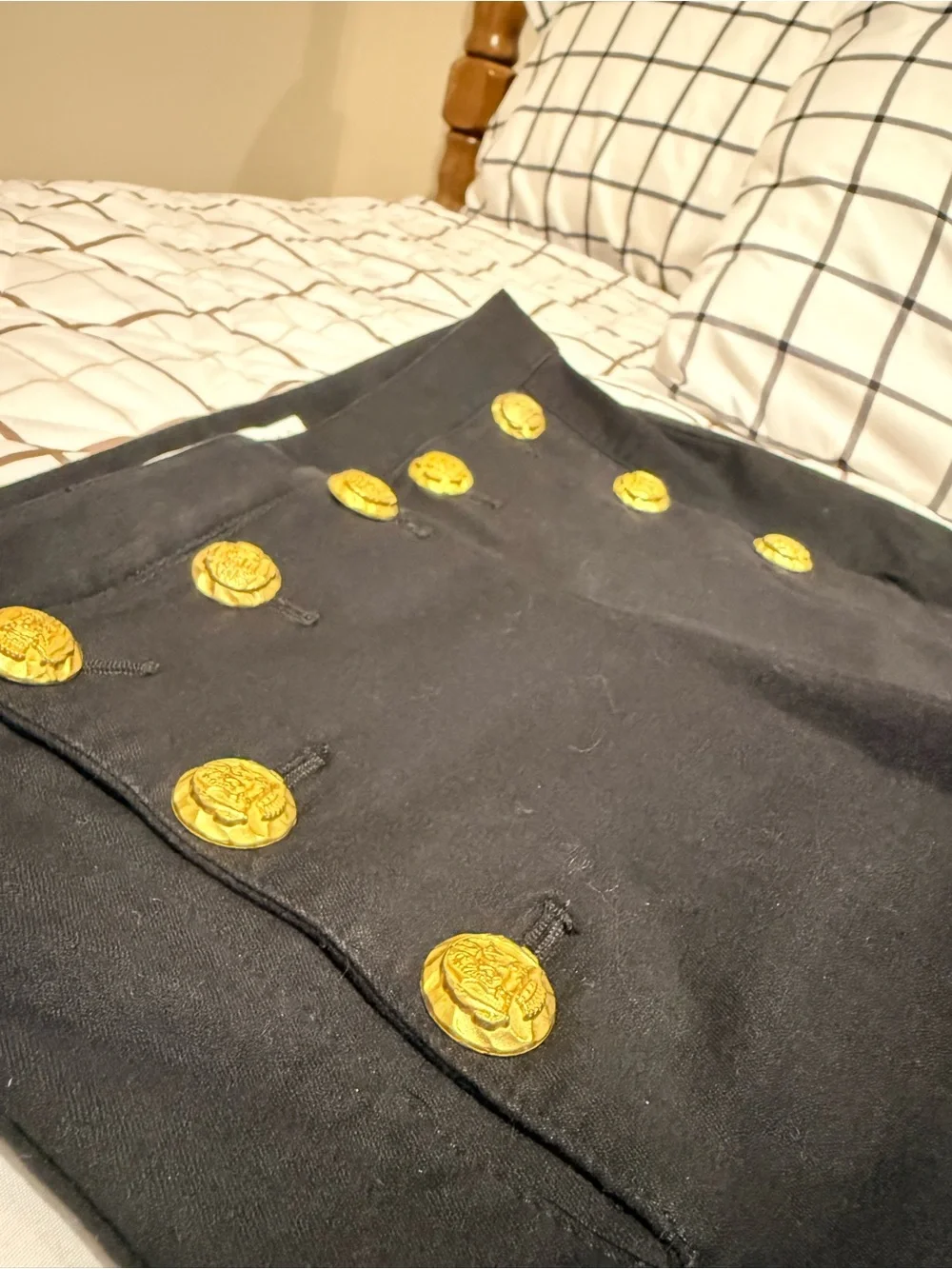 Veronica Beard Black Flared Jeans with Gold Buttons